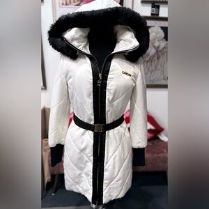 Bebe Women's Black and White Quilted Puffer Coat